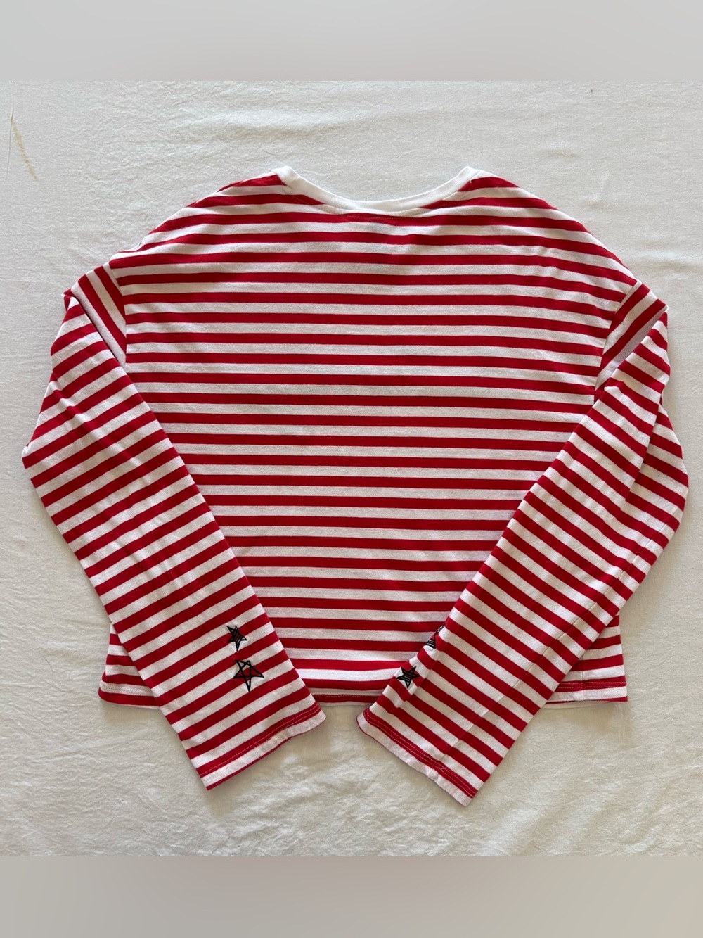 H&M Red White Stripe Saturday Parisian Chic French Girl Nautical Long Sleeve Tee - Picture 5 of 12